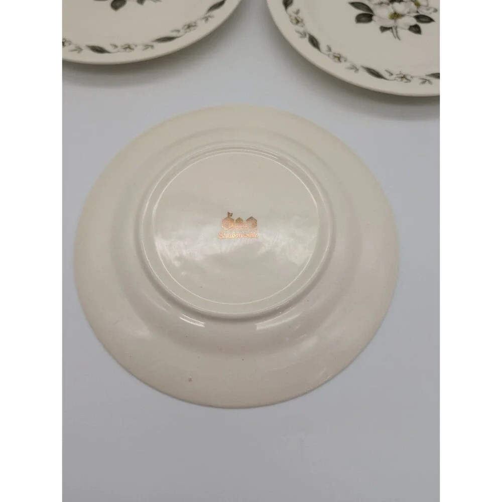 3 Steubenville USA Cornelia Bread & Butter Plates White Dogwood Flower 6.25